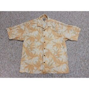 Tommy‎ Bahama Shirt Mens XL Multi Color Silk Camp Hawaiian Leaf Print Button Up